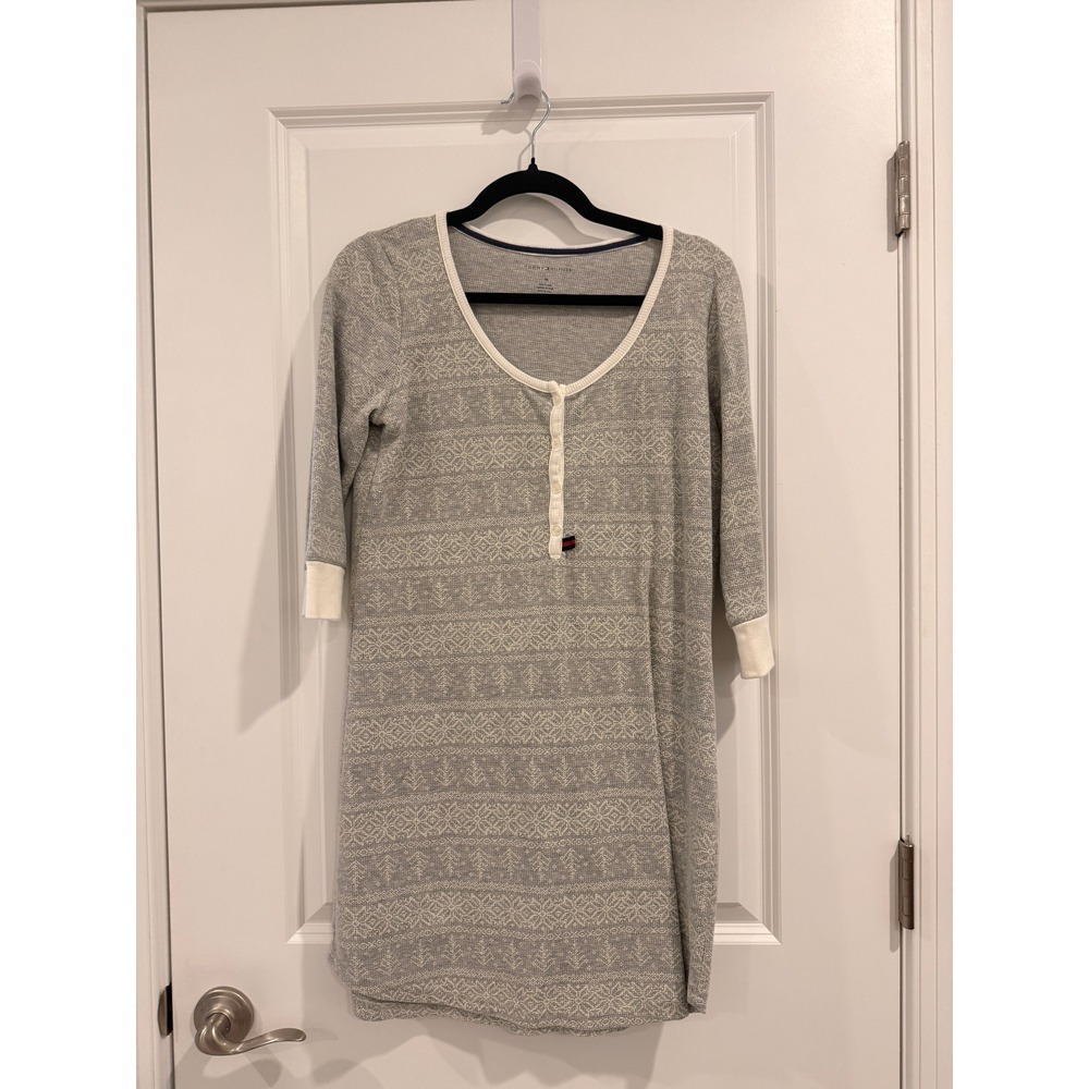 Tommy Hilfiger Women Henley Nightgown Sleep Shirt M